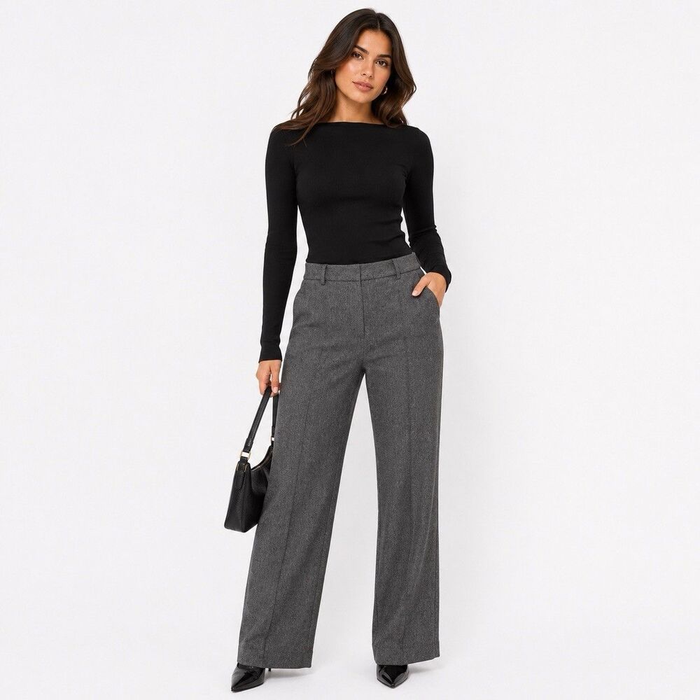 Lauren Ralph Lauren Dress Pants Women Size 8P Gray Wool Career Office Slacks